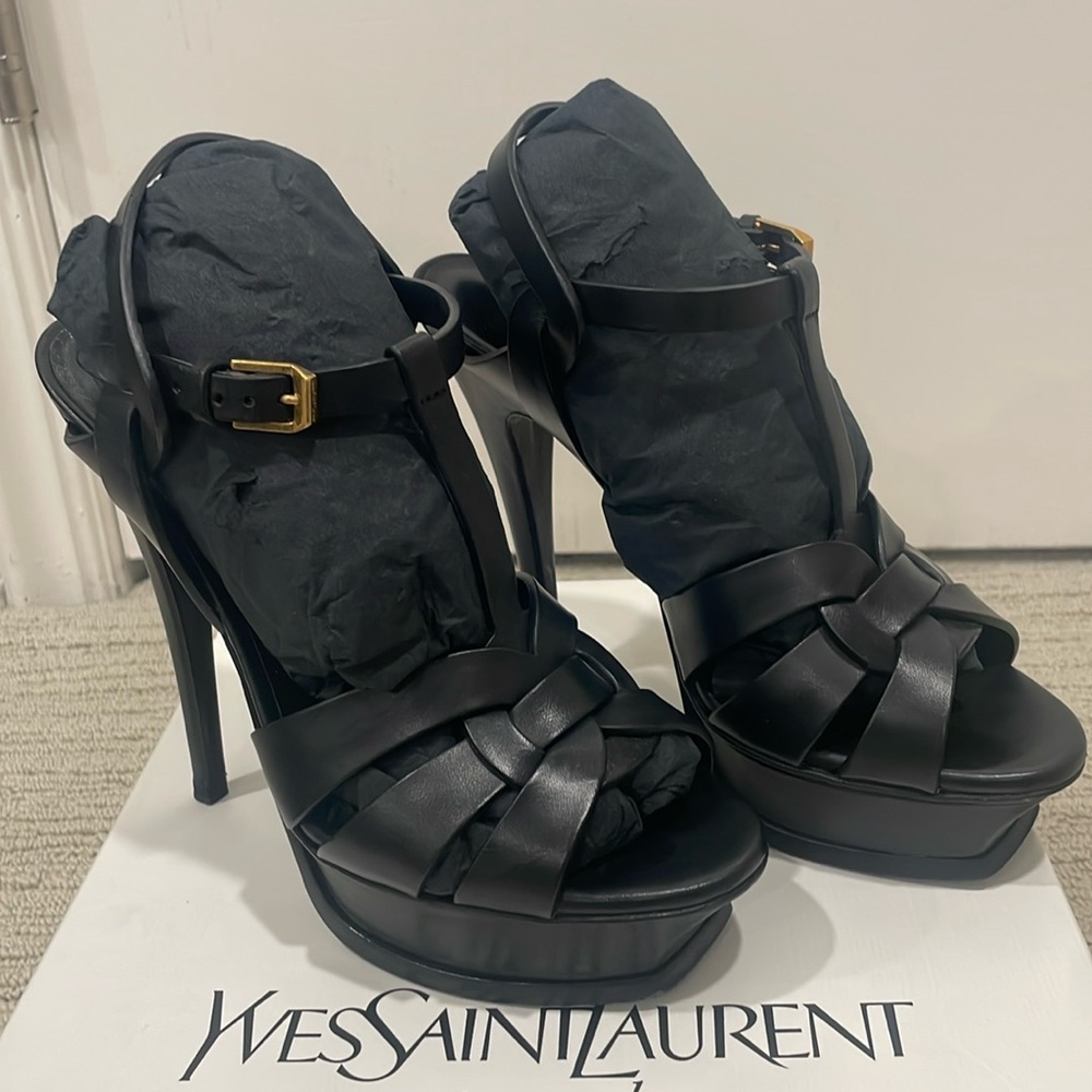 Saint Laurent Tribute 105mm Sandal black size 37